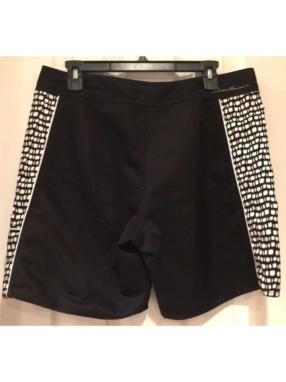 Eddie Bauer Men's Medium Black White Board Shorts Side Pocket
